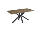 Oak Parquet Designed Top Dining Table Metal Legs 1.6m - Home Furniture Interiors