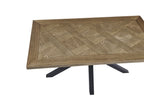 Oak Parquet Designed Top Dining Table Metal Legs 1.6m - Home Furniture Interiors