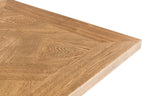 Oak Parquet Designed Top Dining Table Metal Legs 1.6m - Home Furniture Interiors