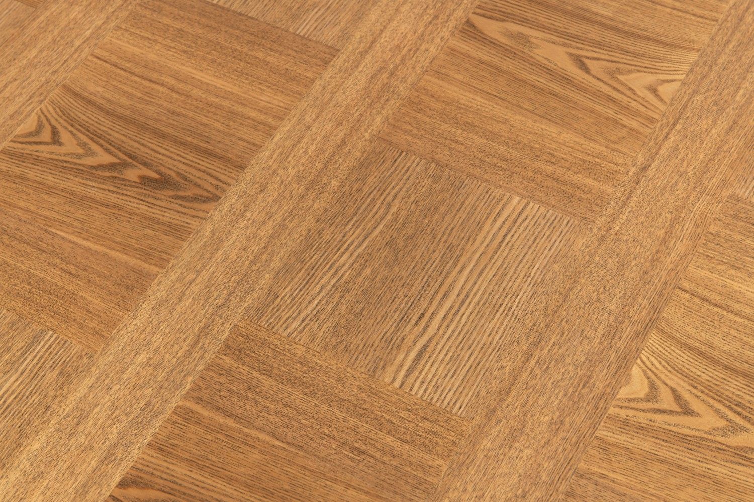 Oak Parquet Designed Top Dining Table Metal Legs 1.6m - Home Furniture Interiors