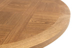 Oak Parquet Designed Top Round Dining Table Metal Legs 1.2m - Home Furniture Interiors