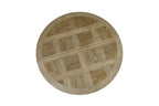 Oak Parquet Designed Top Round Dining Table Metal Legs 1.2m - Home Furniture Interiors
