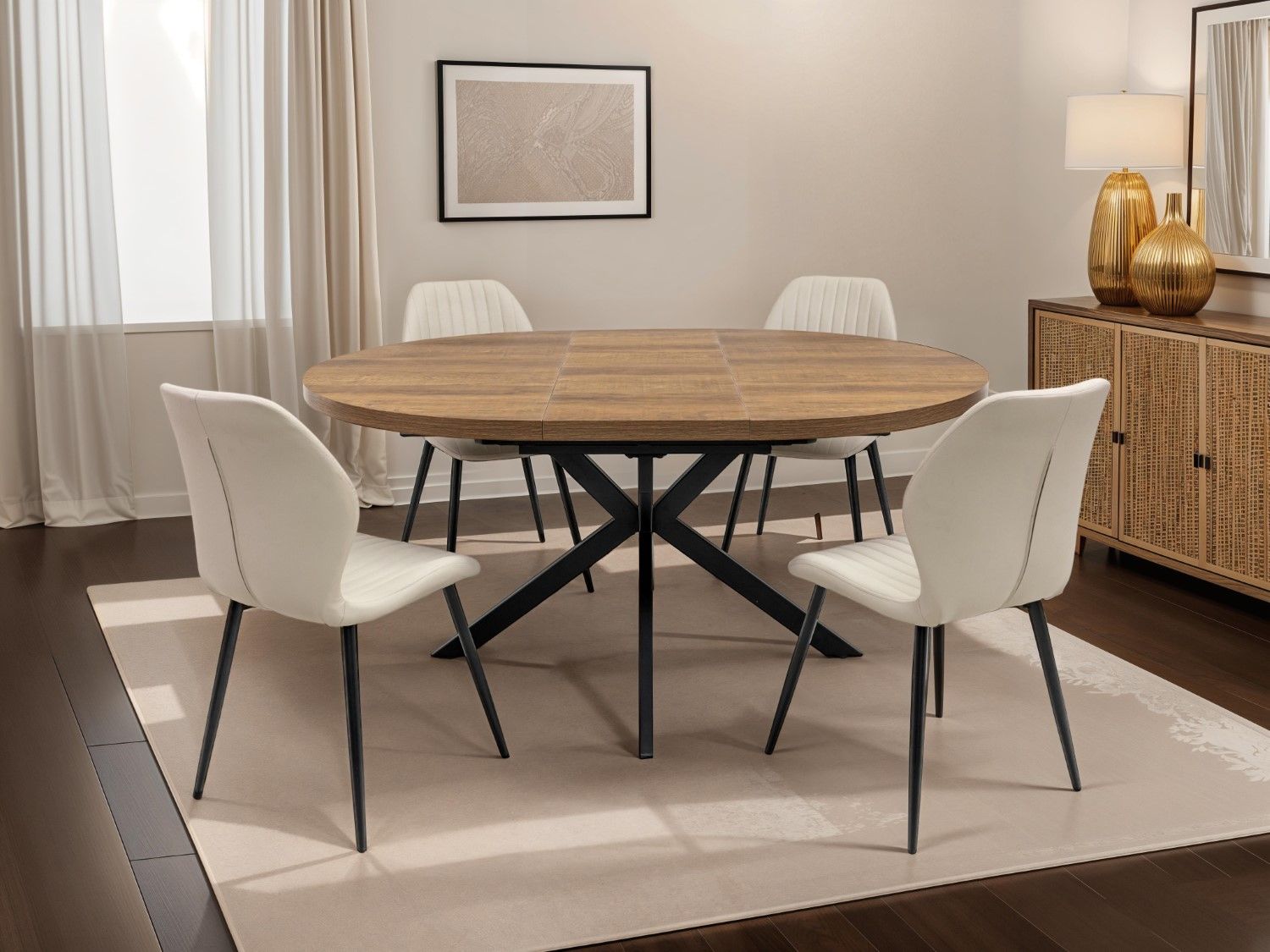 PANAMA 1.2m (+0.4m) ROUND EXTENDING DINING TABLE