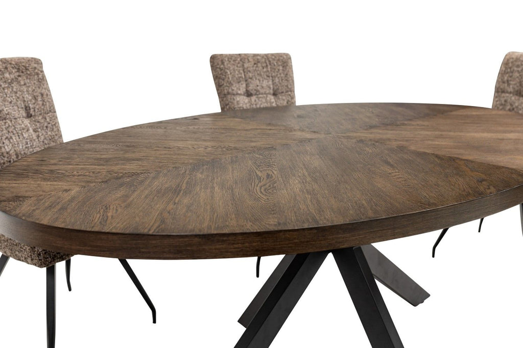 Samara 1.8M Oval Dining Table Dark Oak Veneer - Home Furniture Interiors