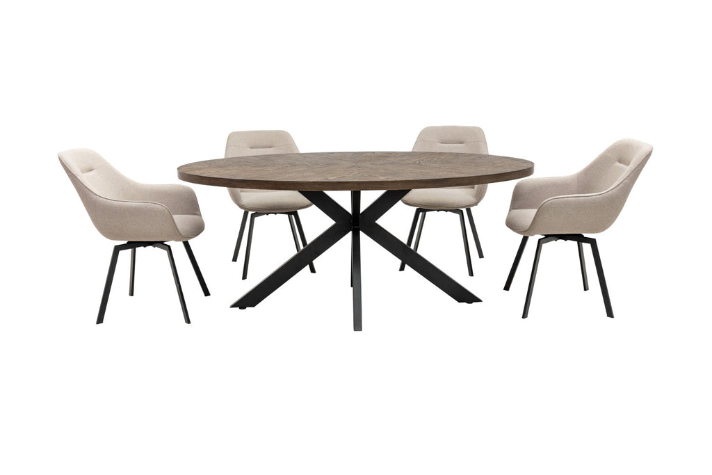 Samara 1.8M Oval Dining Table Dark Oak Veneer - Home Furniture Interiors