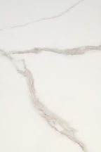 White Marble Effect Stone Round Dining Table Cross Legs 1.2m - Home Furniture Interiors