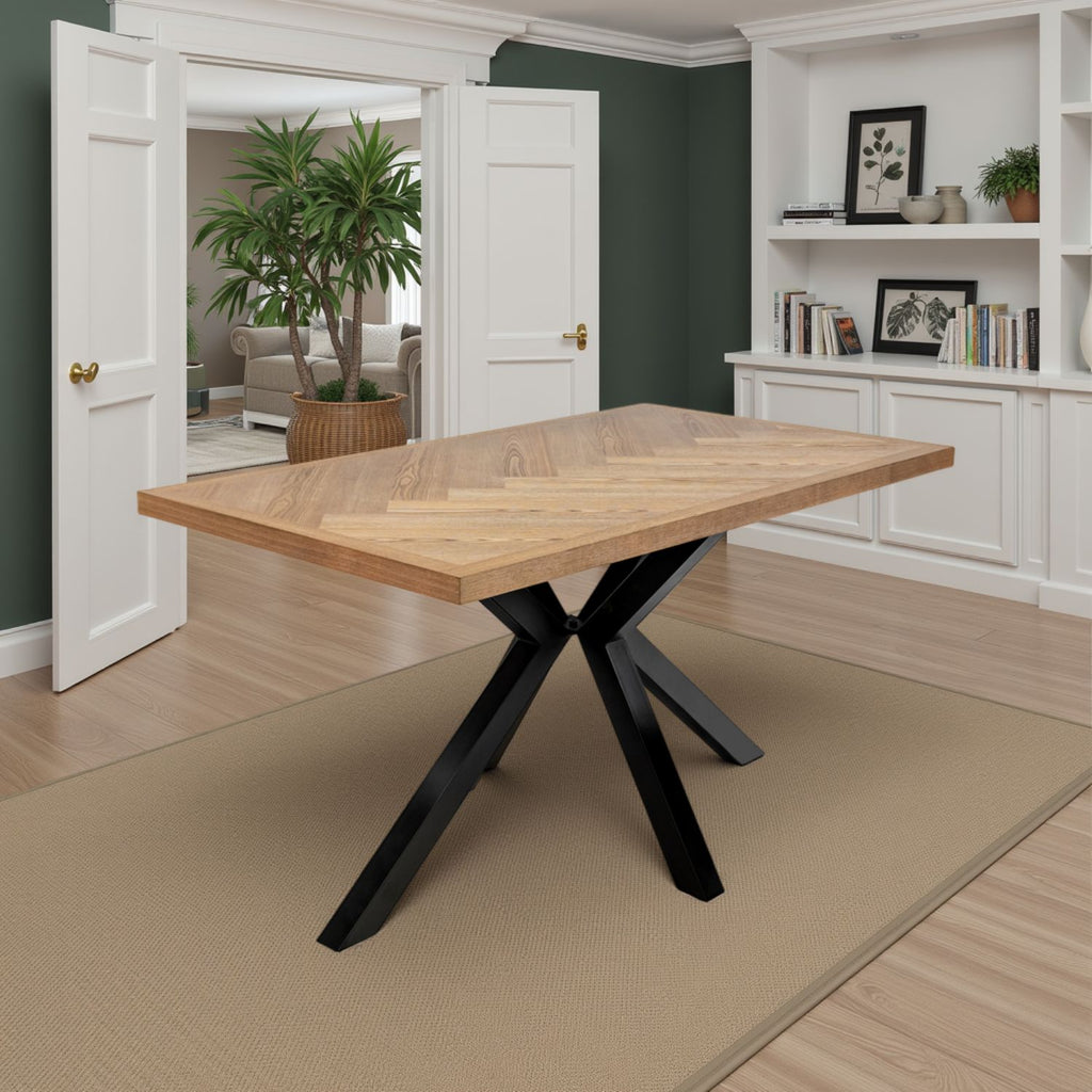 Zara 1.4M Herringbone Dining Table Medium Ash Veneer - Home Furniture Interiors