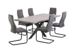 Grey Extending Dining Table Cross Metal Legs 1.6m to 2m - Home Furniture Interiors