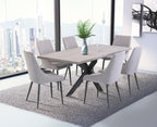 Grey Extending Dining Table Cross Metal Legs 1.6m to 2m - Home Furniture Interiors