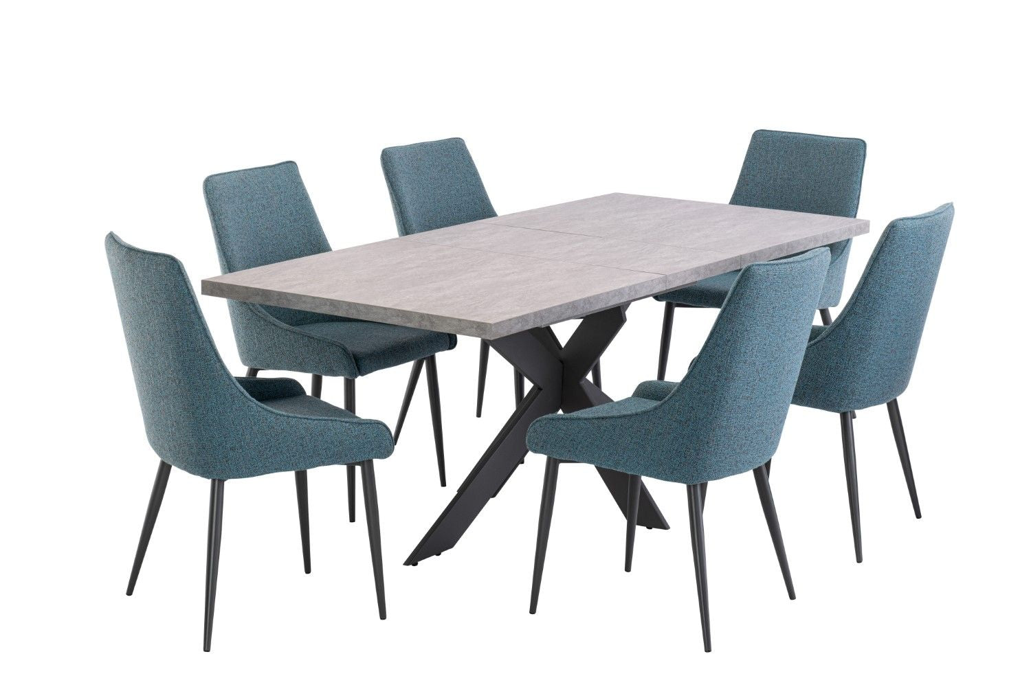 Grey Extending Dining Table Cross Metal Legs 1.6m to 2m - Home Furniture Interiors