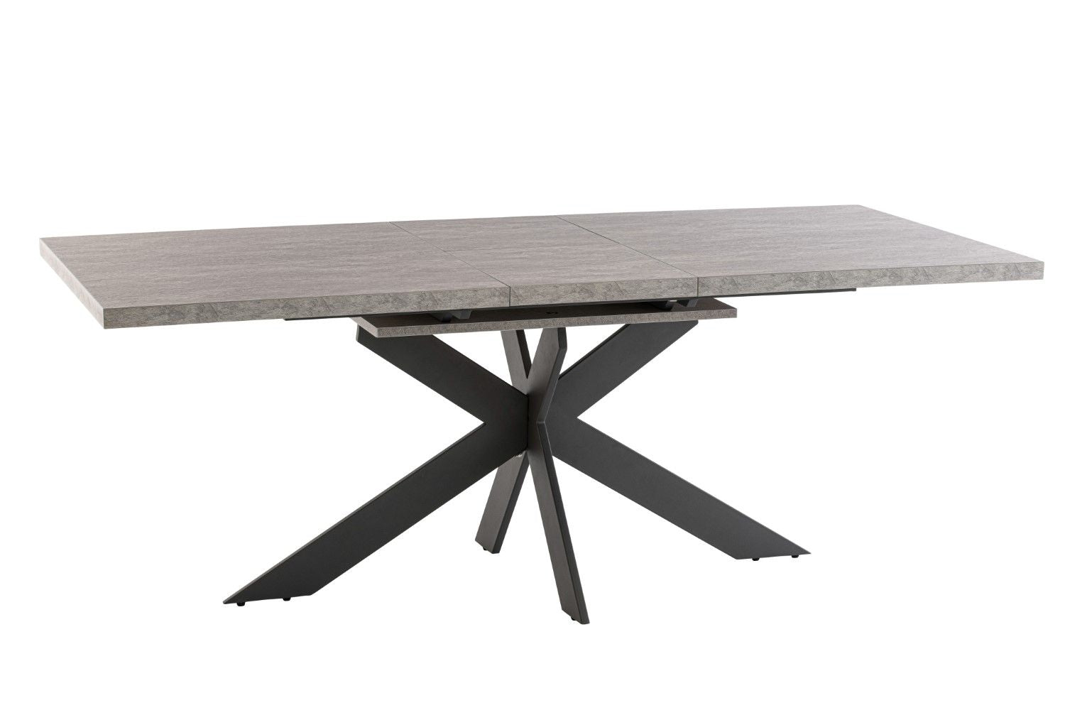 Grey Extending Dining Table Cross Metal Legs 1.6m to 2m - Home Furniture Interiors