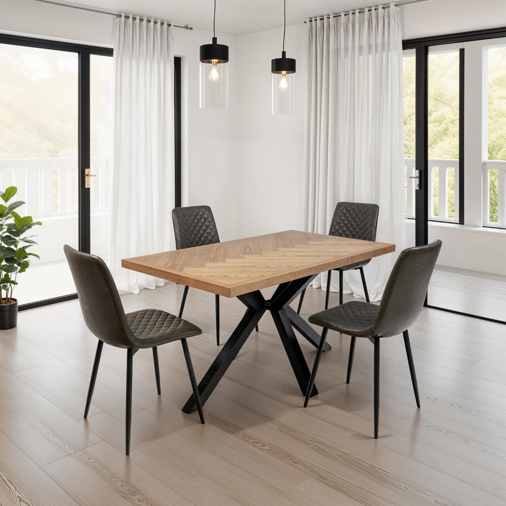 SET OF 4 GREY PU DINING CHAIR
