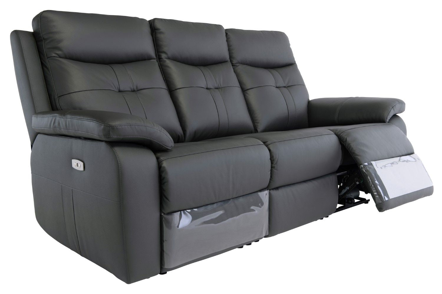 Charcoal Leather 3 Seater Electric Power Recliner Sofa