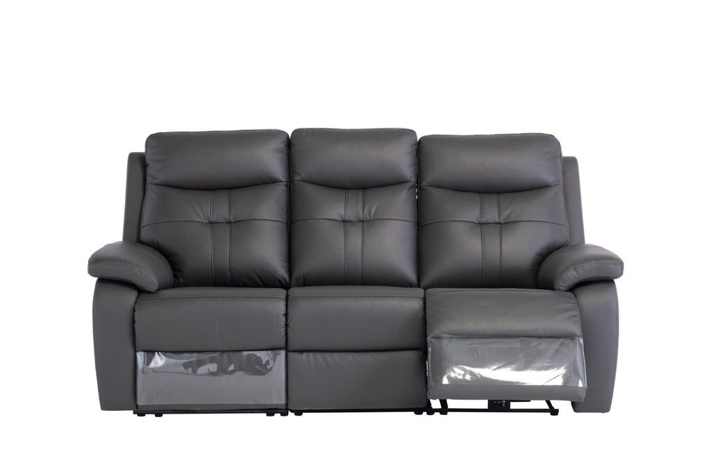 Charcoal Leather 3 Seater Electric Power Recliner Sofa - Home Furniture Interiors