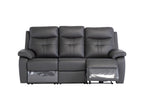 Charcoal Leather 3 Seater Electric Power Recliner Sofa - Home Furniture Interiors