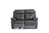 Charcoal Leather Electric Power Recliner Sofa 2 Seater