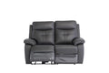 Charcoal Leather Electric Power Recliner Sofa 2 Seater