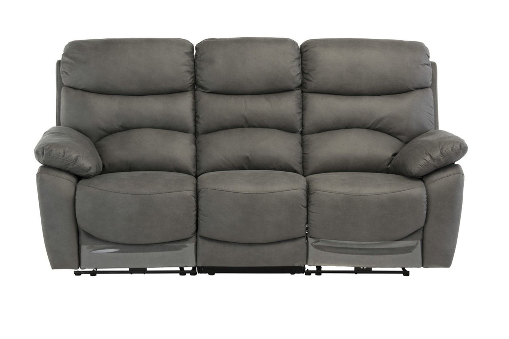 Grey Fabric 3 Seater Sofa Electric Power Recliner - Home Furniture Interiors
