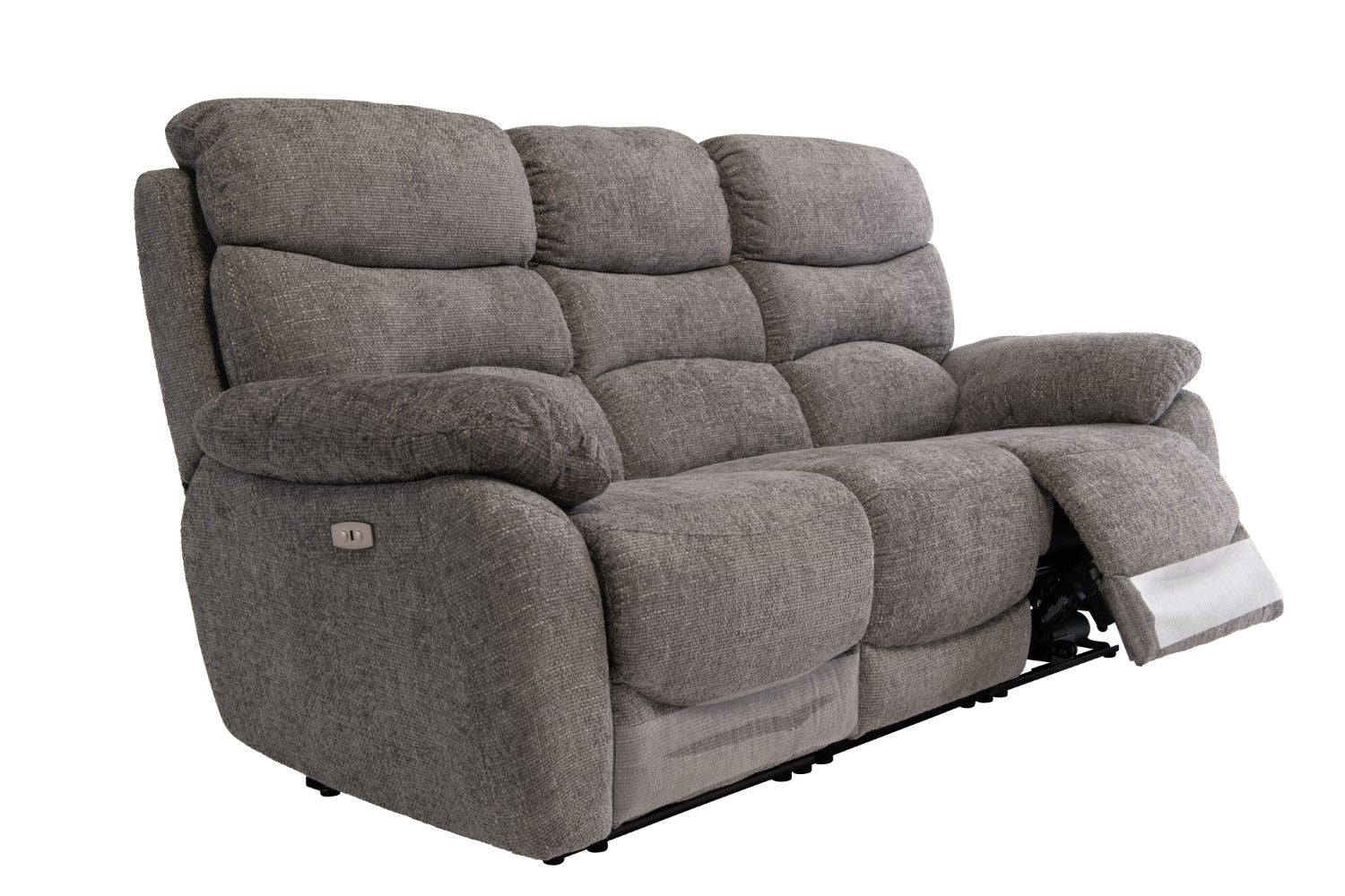 Grey Fabric Electric Power Recliner Sofa 3 Seater - Home Furniture Interiors