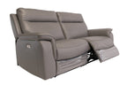 Grey Leather 3 Seat Electric Recliner Sofa with USB Charger - Home Furniture Interiors