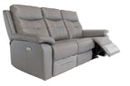 Grey Leather 3 Seater Electric Power Recliner Sofa - Home Furniture Interiors