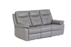 Grey Leather 3 Seater Electric Power Recliner Sofa - Home Furniture Interiors