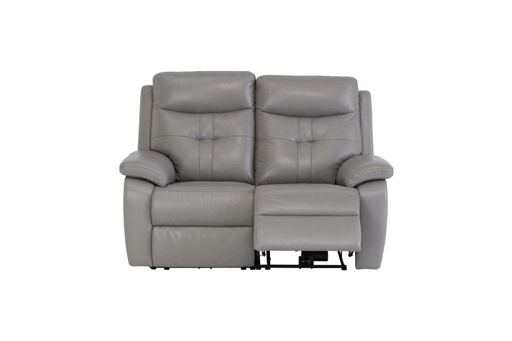 Grey Leather Electric Power Recliner Sofa 2 Seater - Home Furniture Interiors