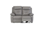 Grey Leather Electric Power Recliner Sofa 2 Seater - Home Furniture Interiors