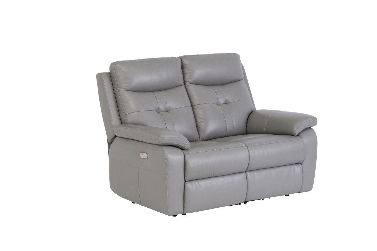 Grey Leather Electric Power Recliner Sofa 2 Seater - Home Furniture Interiors