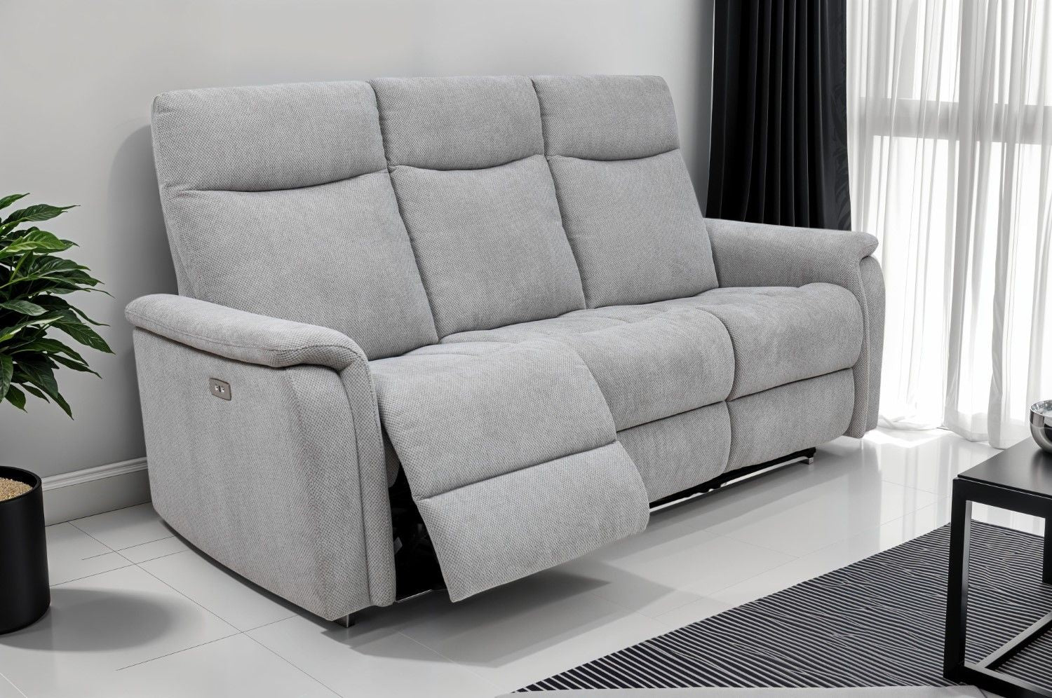 HAYWARD FABRIC 3 SEATER RECLINER LIGHTGREY