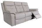 Light Grey Leather 3 Seater Electric Power Recliner Sofa - Home Furniture Interiors