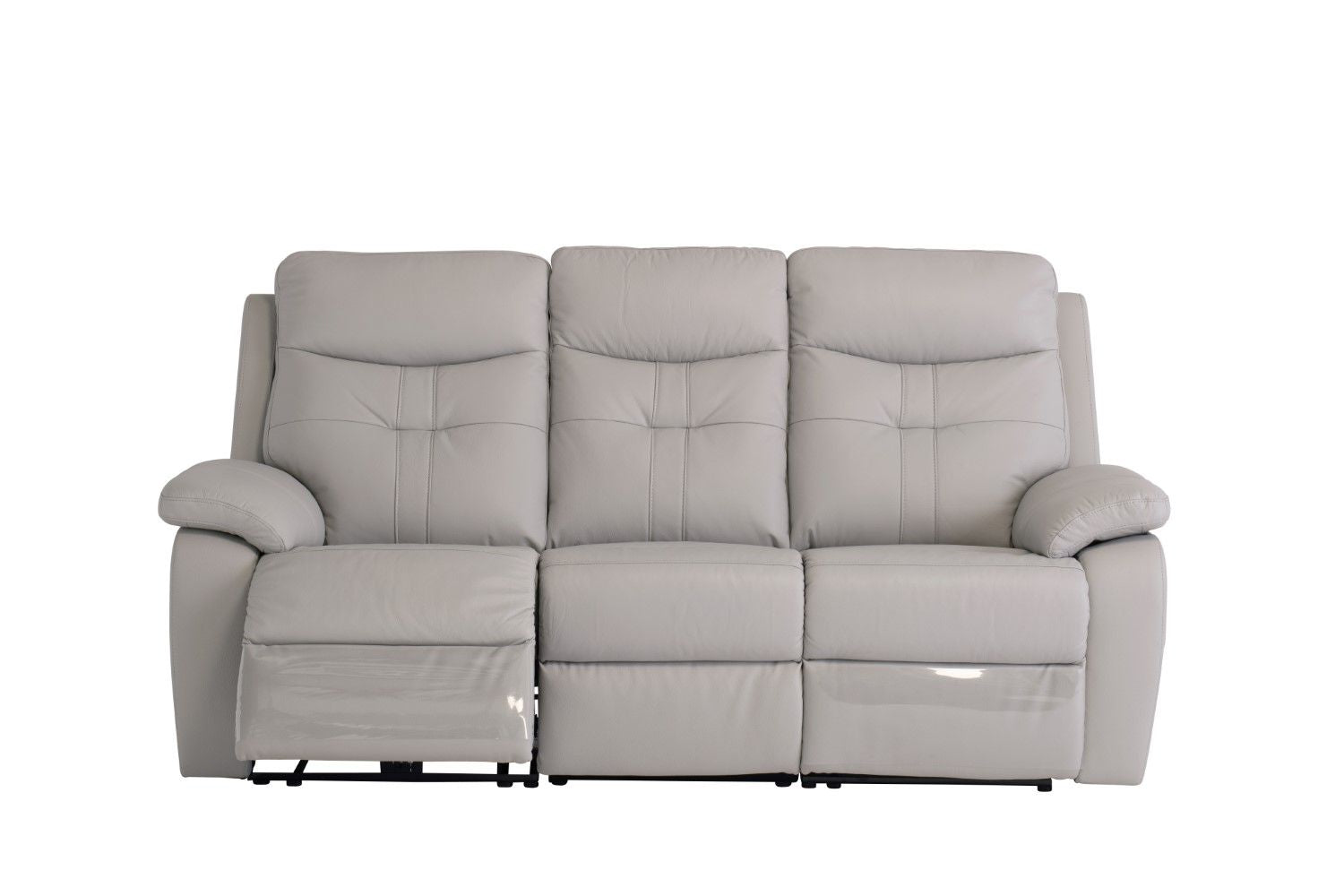 Light Grey Leather 3 Seater Electric Power Recliner Sofa - Home Furniture Interiors