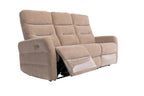Mink Herringbone Fabric 3 Seater Electric Recliner Sofa