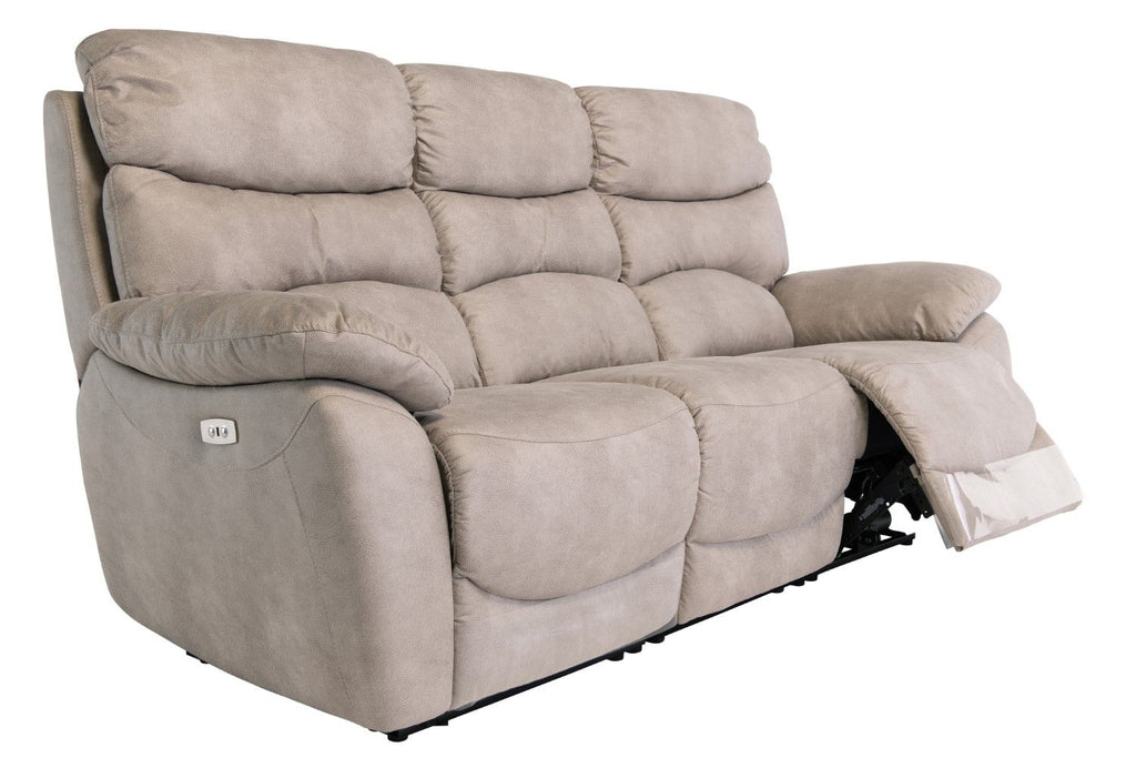 Natural Fabric Electric Power Recliner 3 Seater Sofa - Home Furniture Interiors